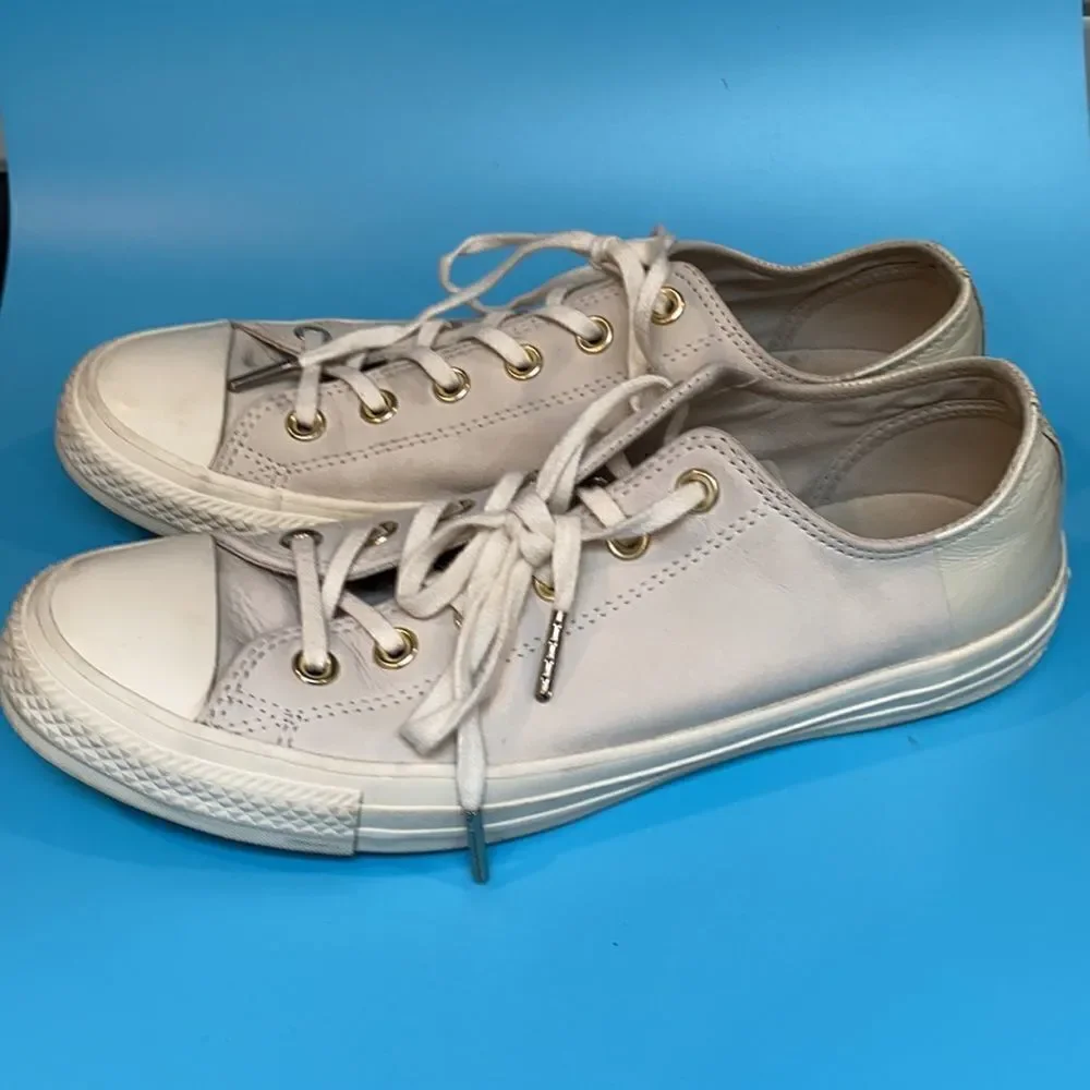 Chuck Taylor Converse Blocked Nubuck Egret/Driftwood Gray Low Top Sneaker Sz8/10 - Picture 5 of 10
